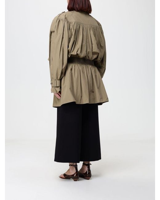 Chloé Natural ChloÉ Waterproof Cotton Trench Coat With High Neck And Epaulettes