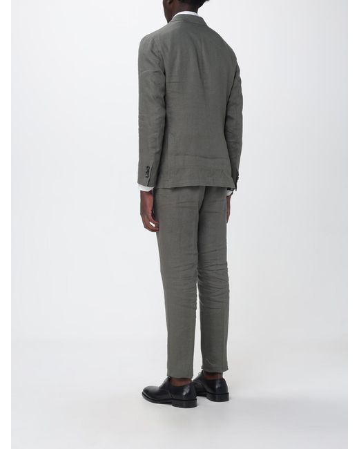 Manuel Ritz Gray Single-Breasted Linen Suit for men