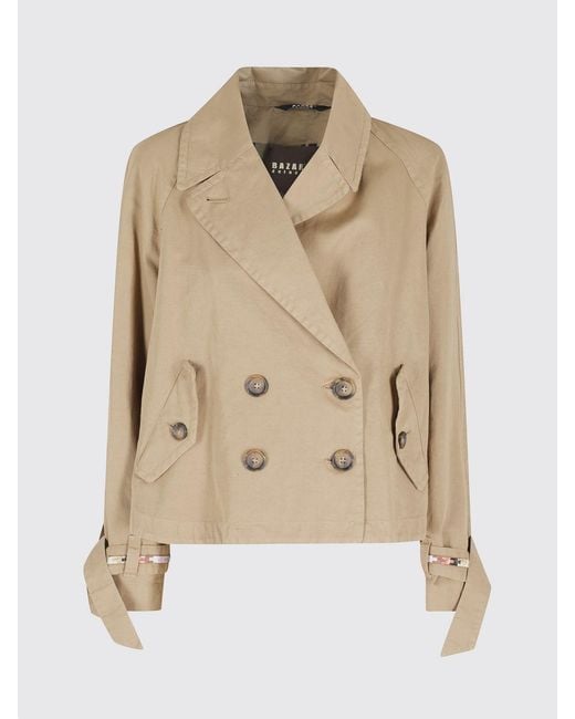 Bazar Deluxe Natural Double-Breasted Cotton Blend Trench Coat