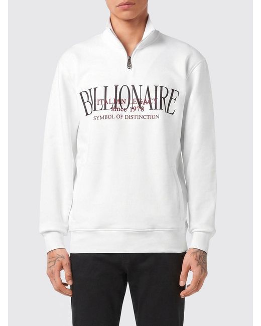 Billionaire White Cotton Sweatshirt With Logo for men
