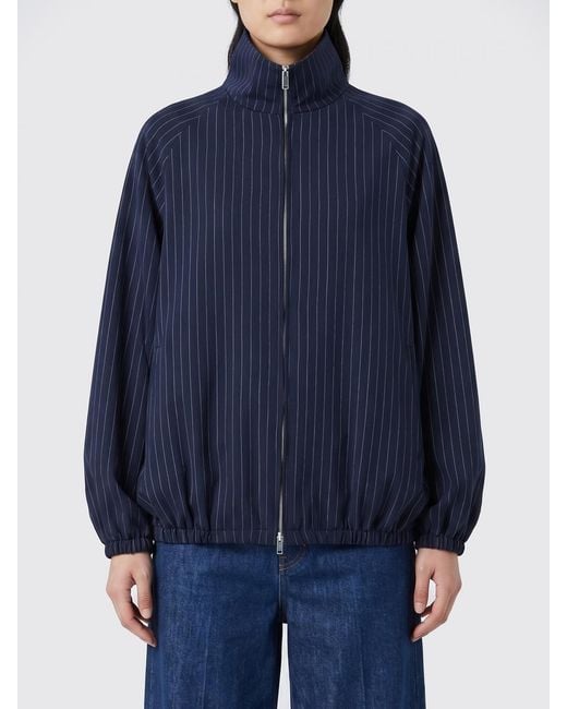 Frankie Shop Blue Striped Polyester Bomber Jacket