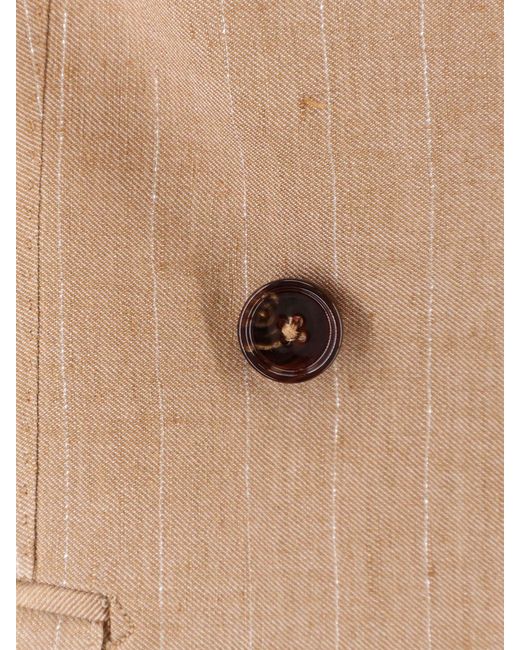 Tagliatore Natural Double-Breasted Linen Blend Blazer