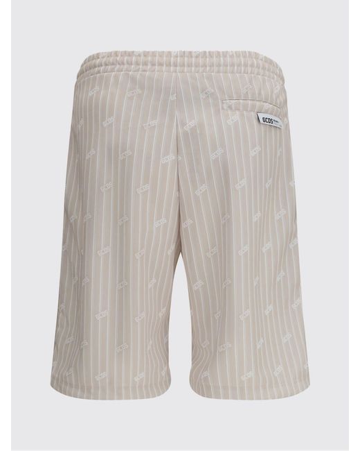 Gcds Gray Technical Fabric Shorts With Striped Logo for men