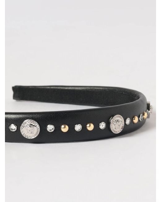Versace Black Leder-Haarreif Mit Nieten