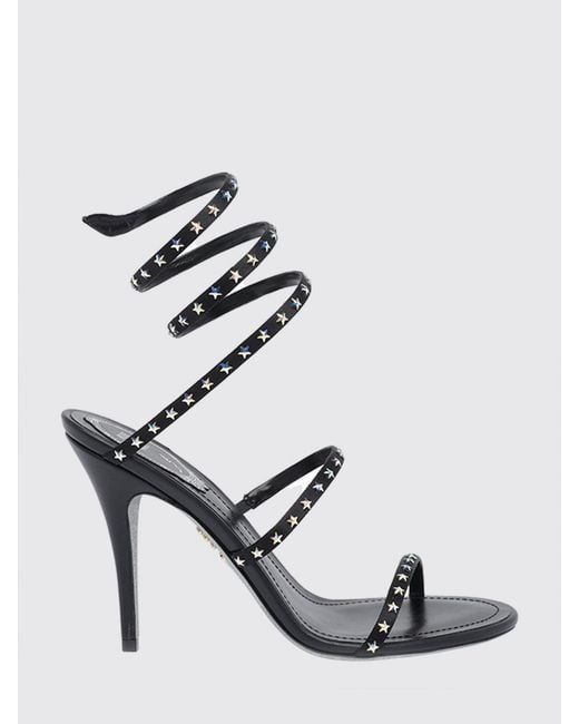 Rene Caovilla Metallic Star Leather Sandal With Star Rhinestones
