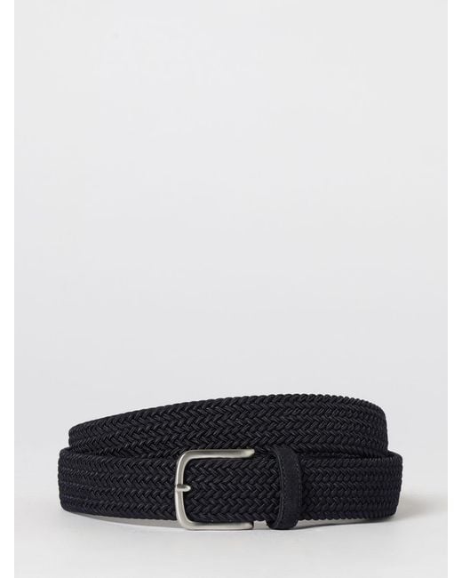 Emporio Armani White Stretch Woven Fabric Belt for men