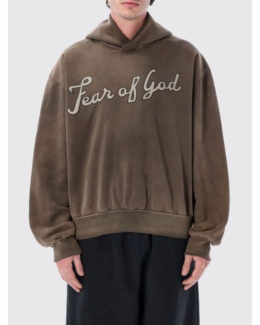 Fear Of God Brown Cotton Hoodie With Logo for men