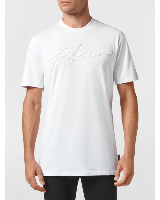 Philipp Plein White Cotton T-Shirt With Tone-On-Tone Front Logo for men