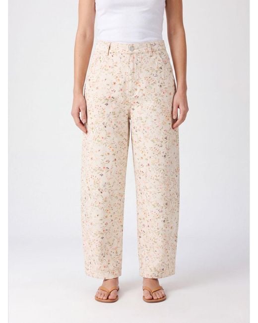 Tela Pink High-Waisted Floral Print Wide-Leg Trousers