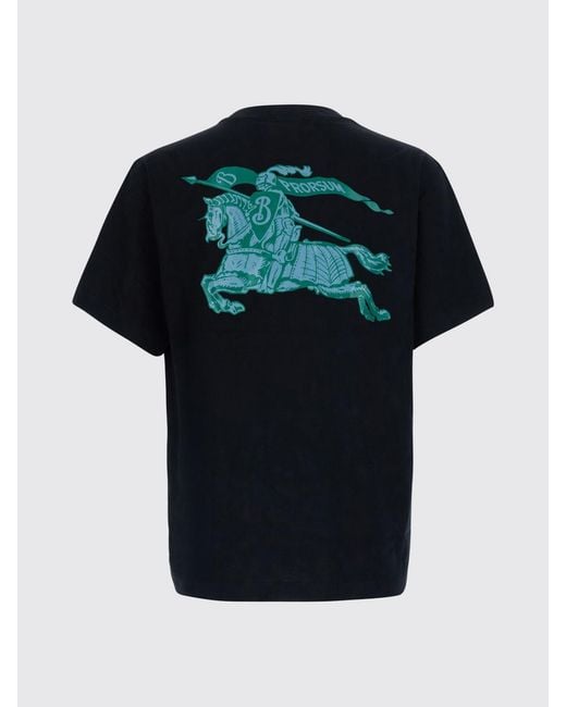 Burberry Blue Equestrian Knight Logo Cotton Crewneck T-Shirt for men