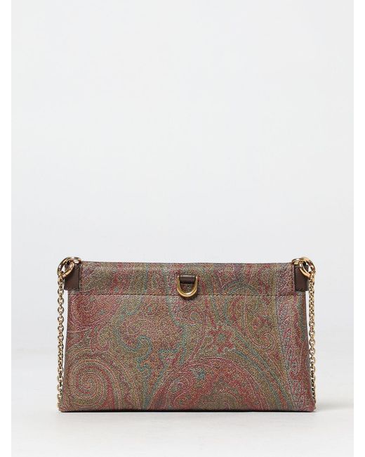 Etro Brown Talk Arnica Mini Coated Cotton Paisley Jacquard Clutch