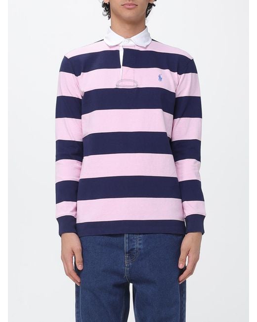 Polo Ralph Lauren Blue Striped Cotton Polo Shirt for men
