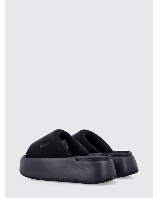 Nike Blue Calm Elevation Rubber And Neoprene Wedge Mules With A Platform Sole