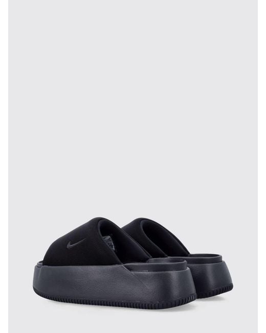 Nike Blue Calm Elevation Rubber And Neoprene Wedge Mules With A Platform Sole