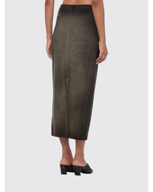 Avant Toi Green Wool And Cashmere Knit Midi Pencil Skirt With Elastic Waist
