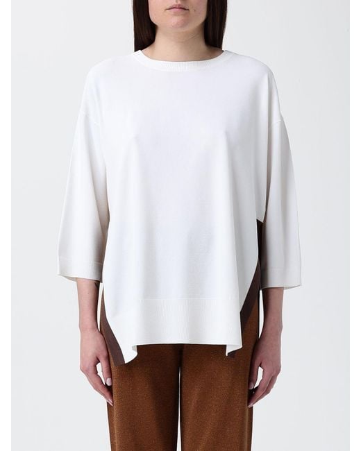 Kangra White Two-Tone Viscose Blend Top