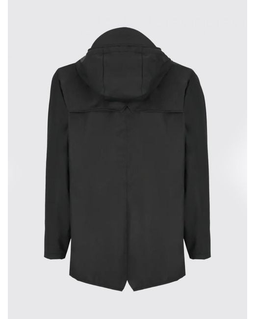 Rains Black Hooded Waterproof Polyester Raincoat