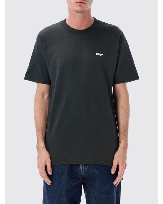 Obey Black Printed Cotton T-Shirt for men