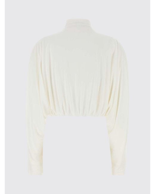 Alaïa Blue Viscose Blend Crop Bomber Jacket With Zip