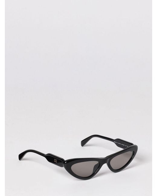 Miu Miu White Triangular Frame Acetate Sunglasses With Contrast Logo