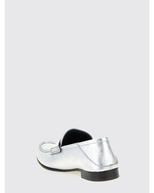 Versace White La Medusa Laminated Leather Loafers