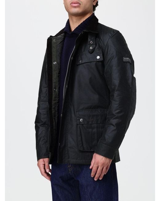 Barbour Blue Duke High Neck Waxed Cotton Jacket With Patch Pockets for men