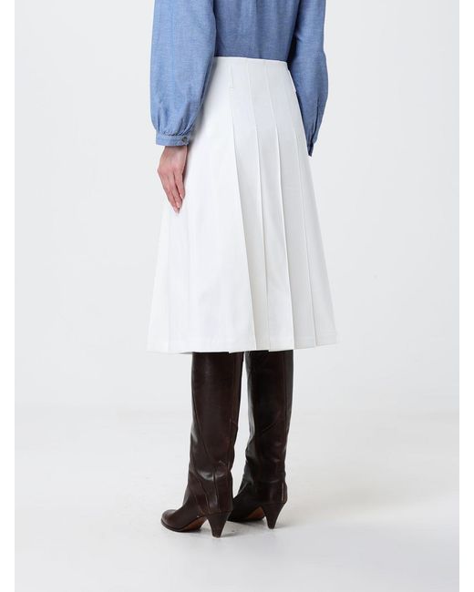 A.P.C. White Organic Cotton Pleated Skirt