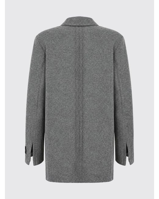 Pinko Gray Double-Breasted Wool Blend Blazer With Classic Lapels