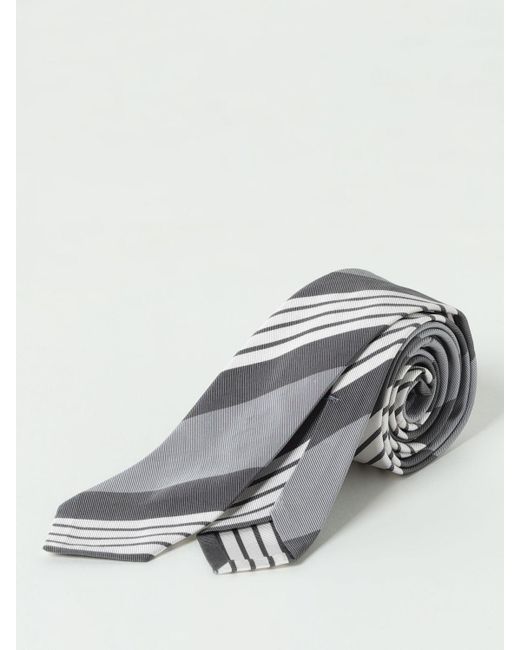 Cravatta in misto seta a righe di Thom Browne in Gray da Uomo