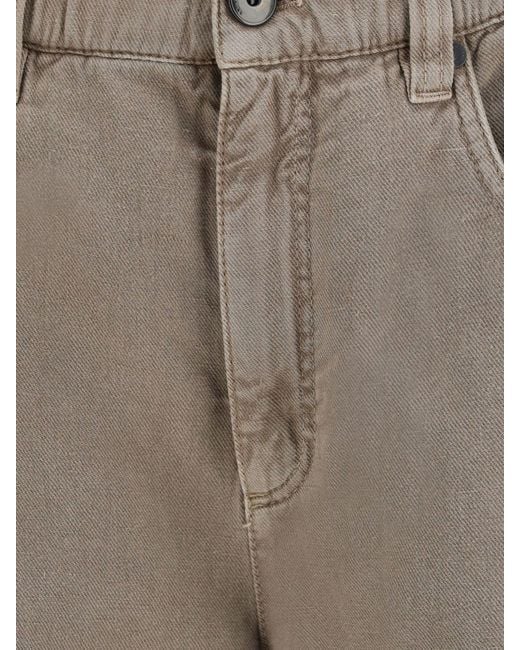 Brunello Cucinelli Natural Wide-Leg Cotton And Linen Jeans