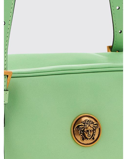 Versace Green Emblème Small Leather Shoulder Bag With Medusa Logo