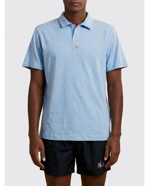 La Martina Blue Cotton Polo for men