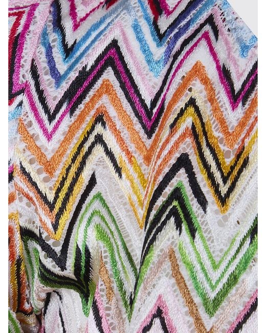 Top Cropped De Viscosa Con Motivo Zig-Zag Missoni de color Red