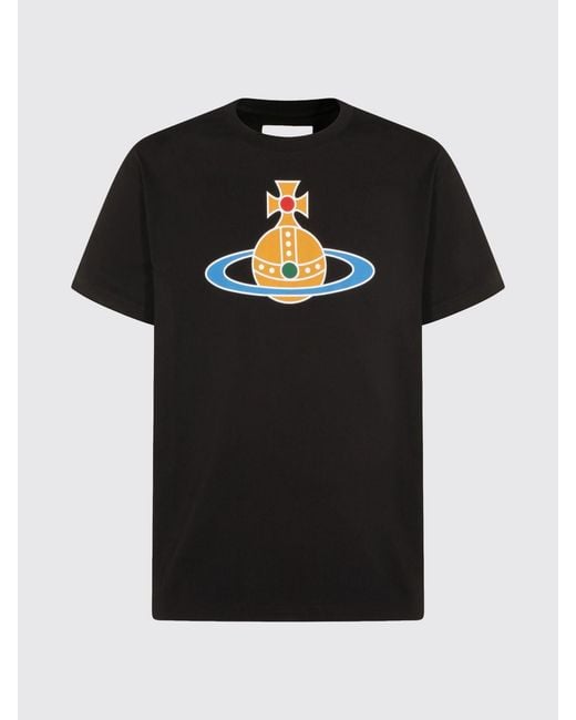 Vivienne Westwood Black Cotton T-Shirt With Logo for men