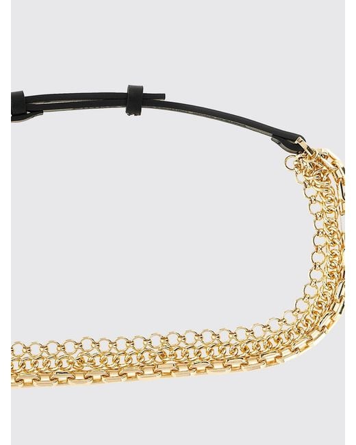 Pinko White Leather And Chain Mesh Belt