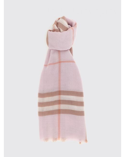 Burberry Pink Wool Check Pattern Scarf