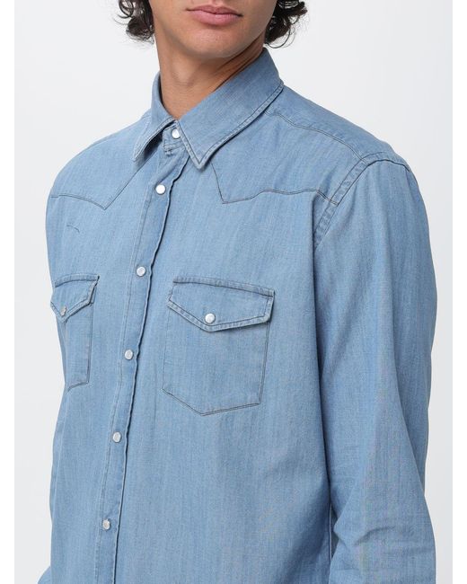 Drumohr Blue Cotton Shirt for men