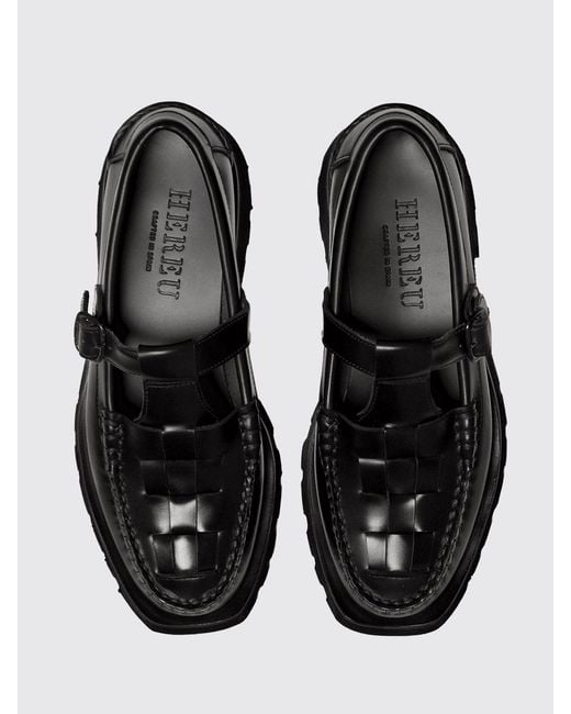 Hereu White Soller Sport Woven Brushed Leather T-Bar Loafers