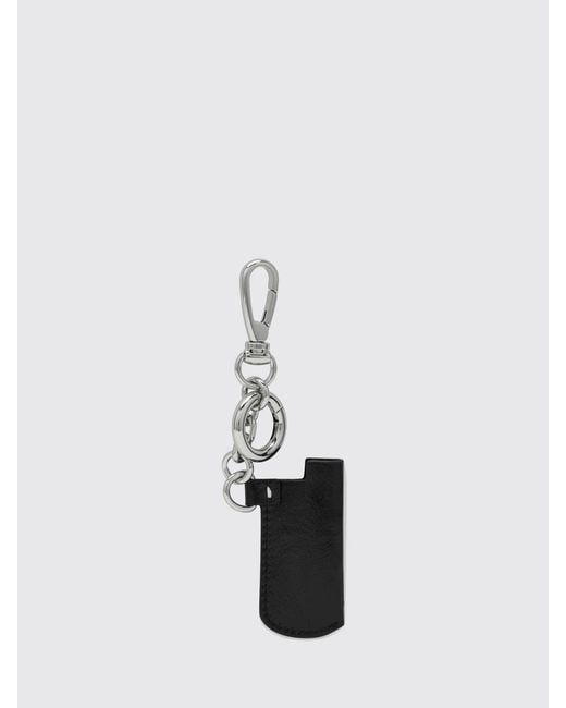 Maison Margiela White Leather And Brass Keychain for men