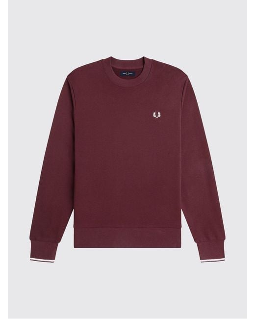 Fred Perry Red Cotton Sweatshirt for men