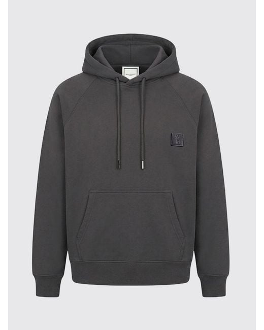 Wooyoungmi Gray Slim Fit Cotton Hoodie With Drawstring And Kangaroo Pocket for men