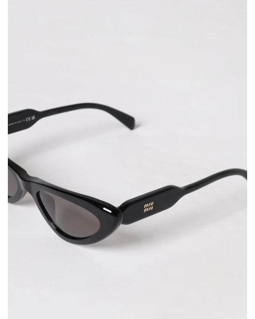 Miu Miu White Triangular Frame Acetate Sunglasses With Contrast Logo