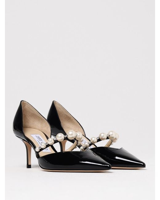 Jimmy Choo Black Aurelie Patent Leather Pumps With Pearls