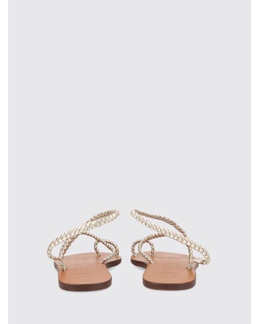 Manebí White Woven Leather Thong Sandals With Low Heel And Ankle Strap
