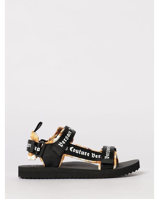Versace Jeans Couture White Fabric Sandals With Printed Logo for men