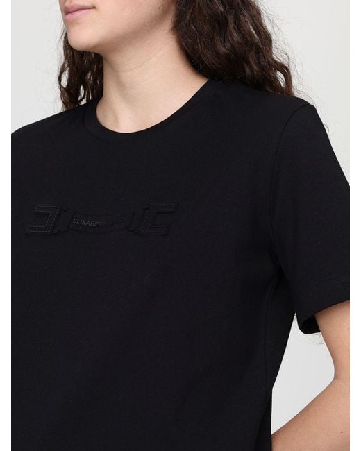 Elisabetta Franchi Black Cotton T-Shirt