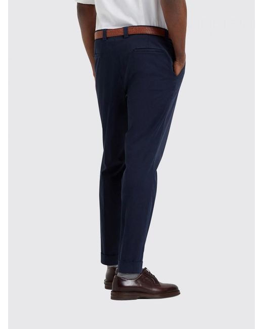 Brunello Cucinelli Blue Stretch Cotton Chino Pants for men