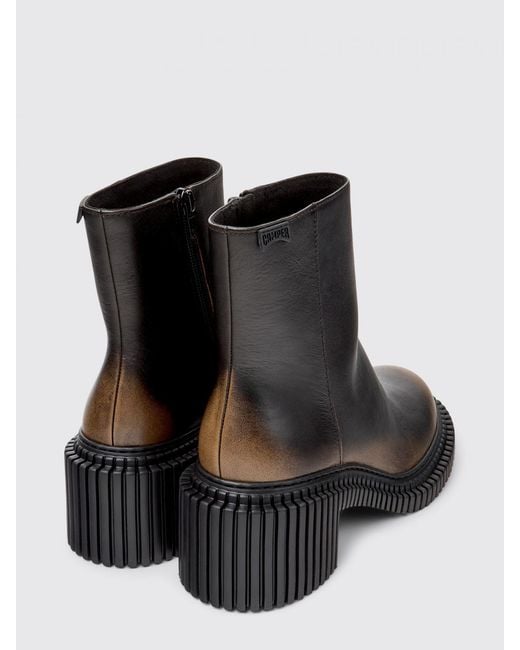 Camper Black Pix London Smoked Leather Ankle Boots