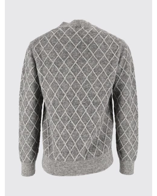 Ballantyne Gray Diamond-Pattern Wool-Blend Crewneck Jumper for men