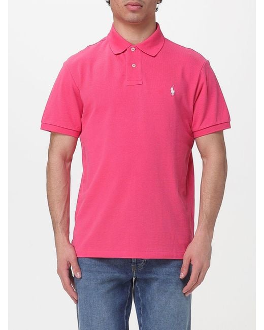 Polo Ralph Lauren Pink Cotton Polo Shirt With Pony Logo for men
